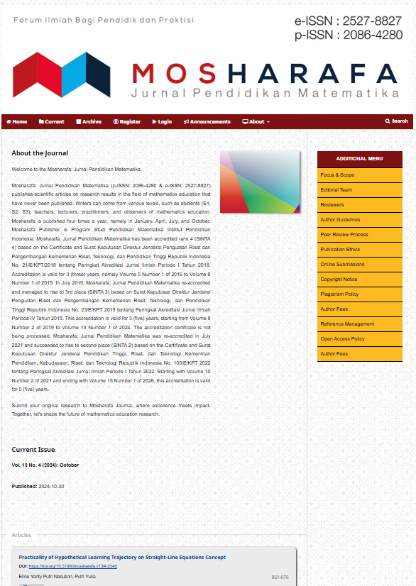 Mosharafa: Jurnal Pendidikan Matematika